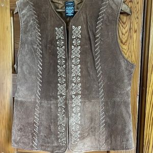 Suede Leather Vest by Outbrook Embroidered Large